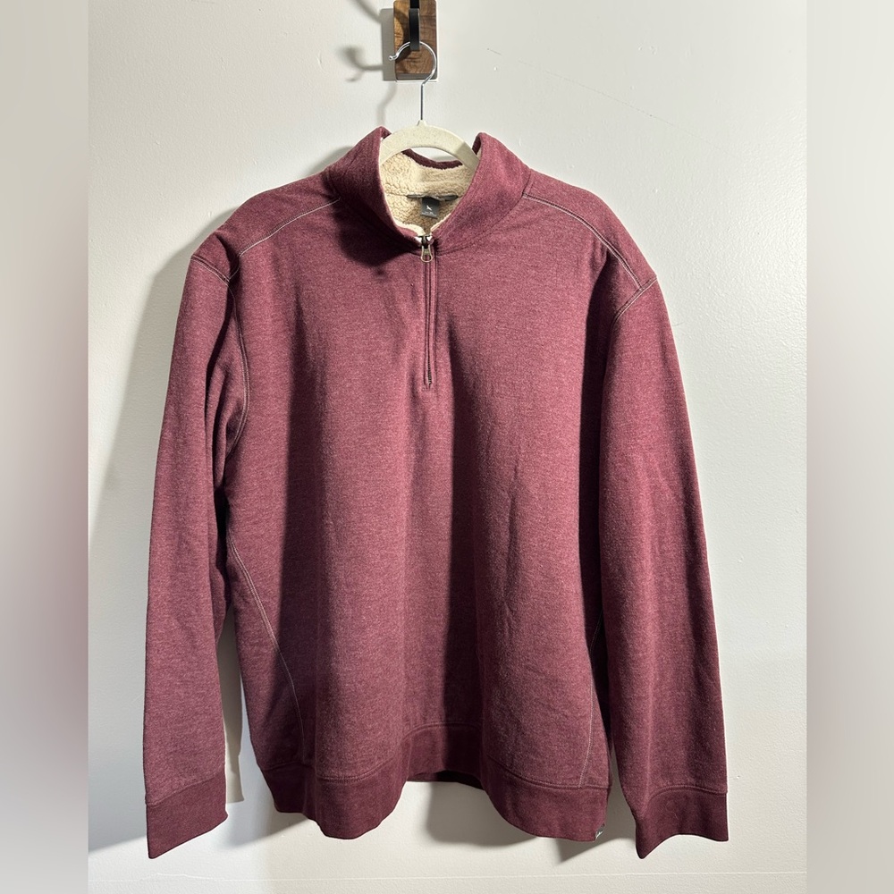 Eddie Bauer Men’s XL Burgundy‎ Sherpa Lined Quarter Zip Fleece | SKU 0650